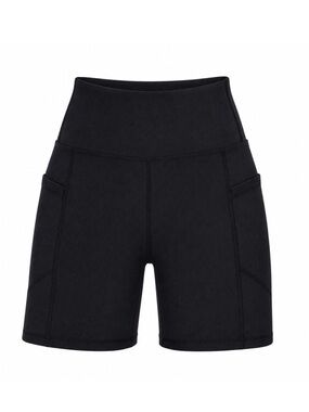 Move Theology Womens Ribbed black  Biker Shorts Pockets Stretch Size XS